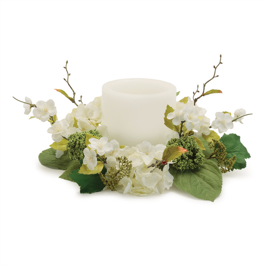 Hydrangea Candle Ring (Set of 2) 15"D Fabric (Fits a 4" Candle) -Ship Only