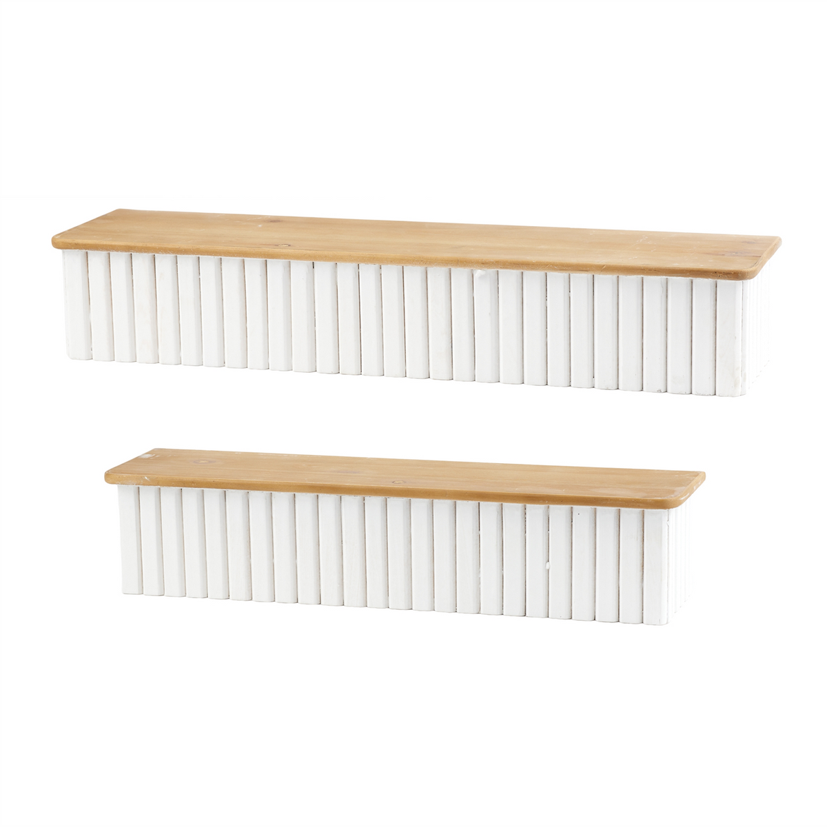 Ribbed Wood Wall Shelf (Set of 2)