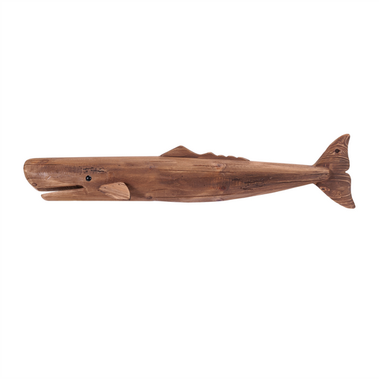 Pine Wood Whale Wall Accent 34"L -Ship Only