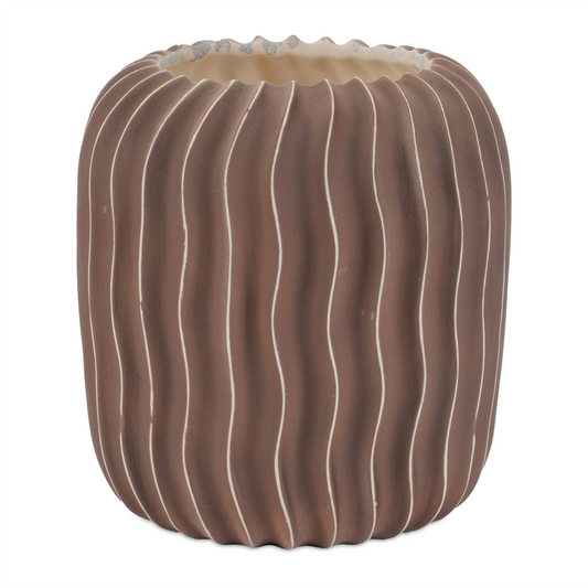 Wavy Ribbed Ceramic Vase (Set of 2) -Ship Only