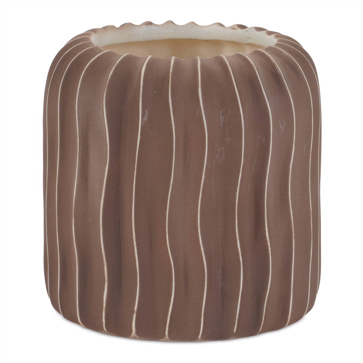 Wavy Ribbed Ceramic Vase (Set of 2)