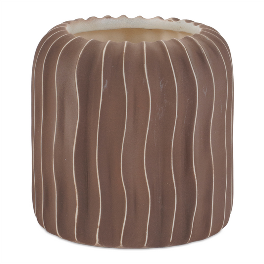 Wavy Ribbed Ceramic Vase (Set of 2) -Ship Only