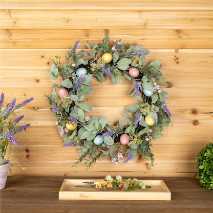 Lavender Egg Floral Wreath 22"D