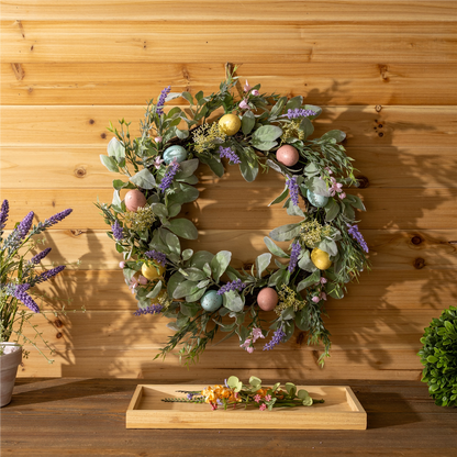 Lavender Egg Floral Wreath 22"D