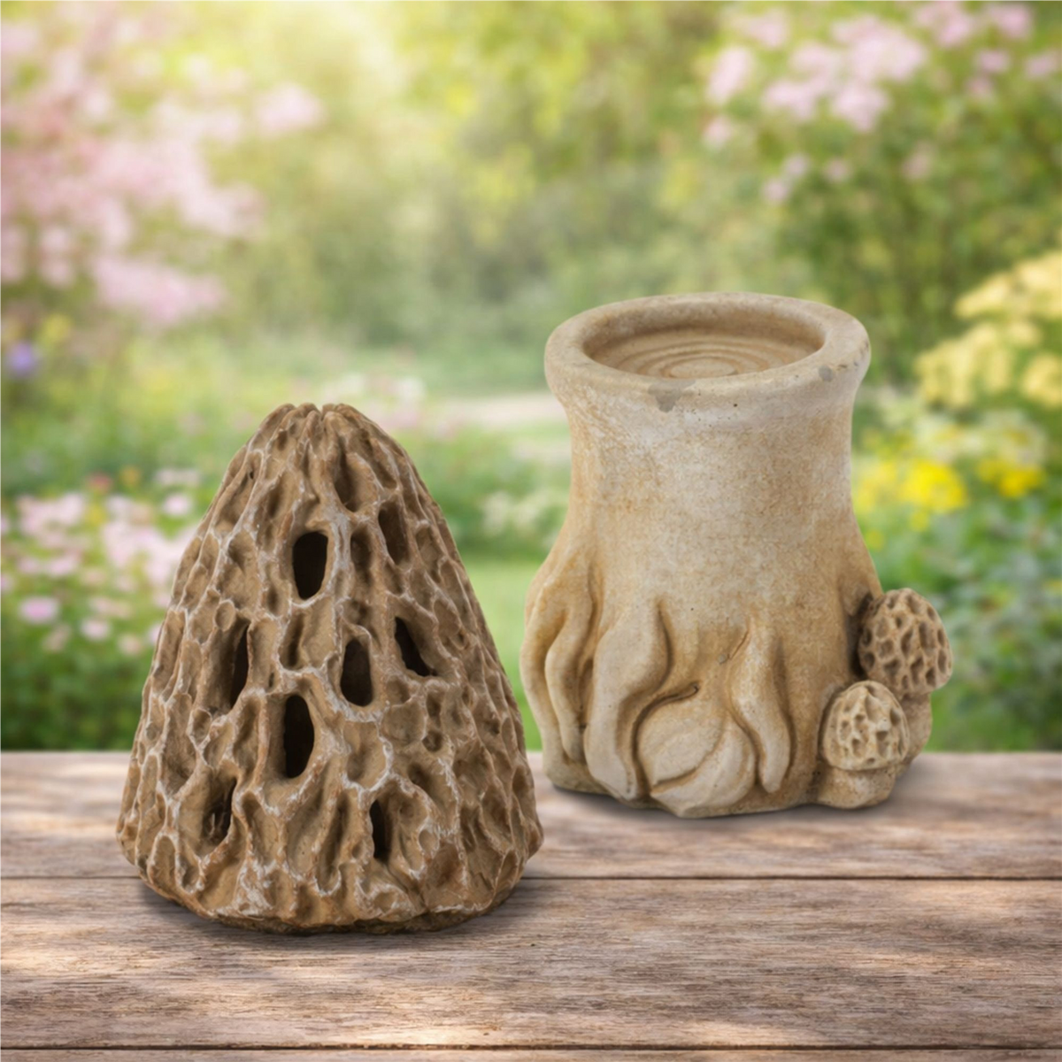 Mushroom Candle Holder 10”H Cement -Ship Only