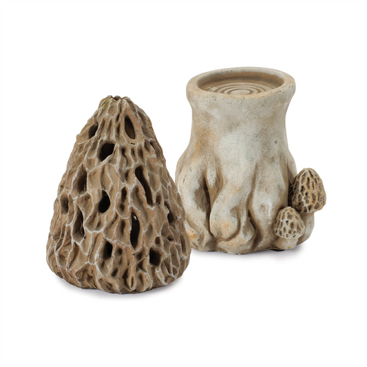 Mushroom Candle Holder 13”H Cement -Ship Only