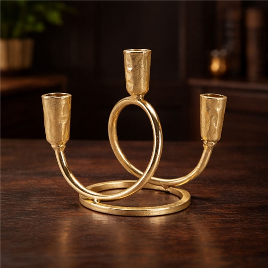 Triple Taper Candle Holder 7”H Metal -Ship Only