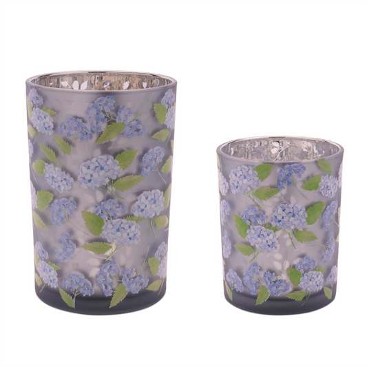 Candle Holder (Set of 2) 4"D x 5"H, 4.5"D x 7"H Glass -Ship Only