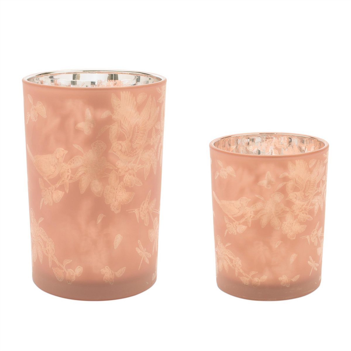 Candle Holder (Set of 2) 4"D x 5"H, 4.5"D x 7"H Glass -Ship Only