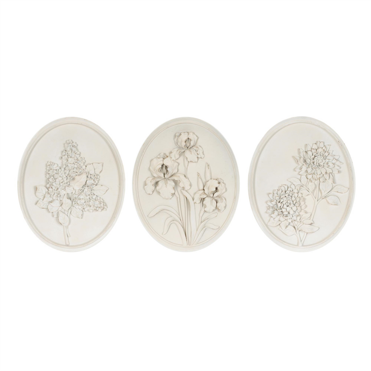 Floral Plaque (Set of 3) 10”H Resin -Ship Only