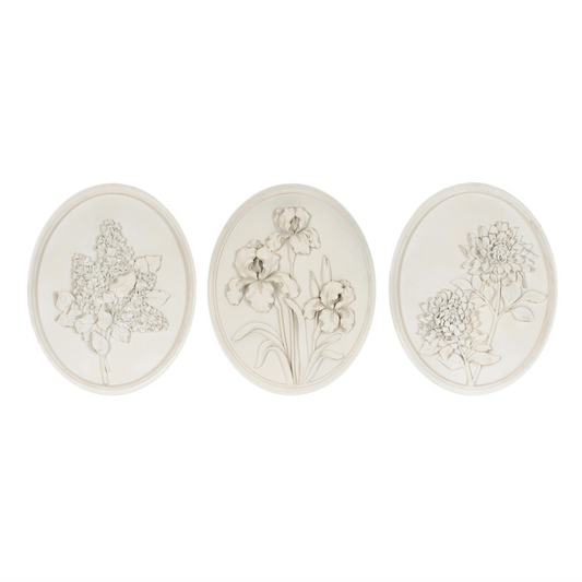 Floral Plaque (Set of 3) 10”H Resin -Ship Only