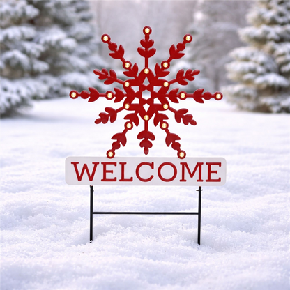 LED Welcome Planter Stake 19.5"L x 28"H Metal 3 AAA Batteries Not Included -Ship Only
