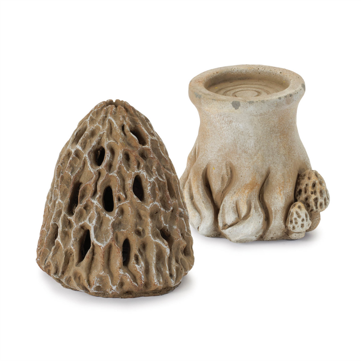 Mushroom Candle Holder 10”H Cement -Ship Only