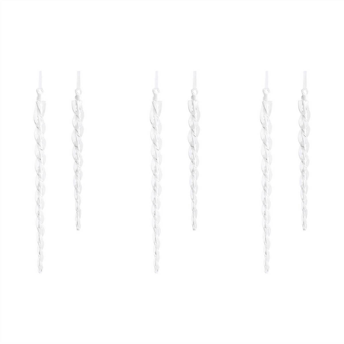 Icicle Ornament (Set of 6) 12.5"H, 16.5"H Glass -Ship Only