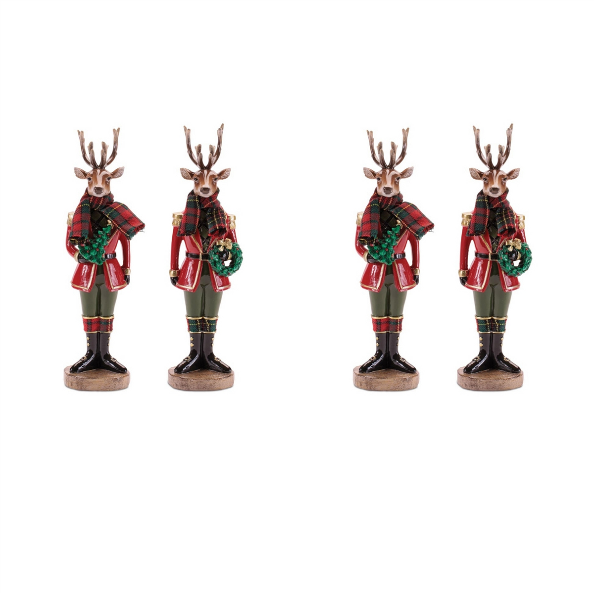 Deer Soldier (Set of 4) 10.75”H Resin/Fabric -Ship Only