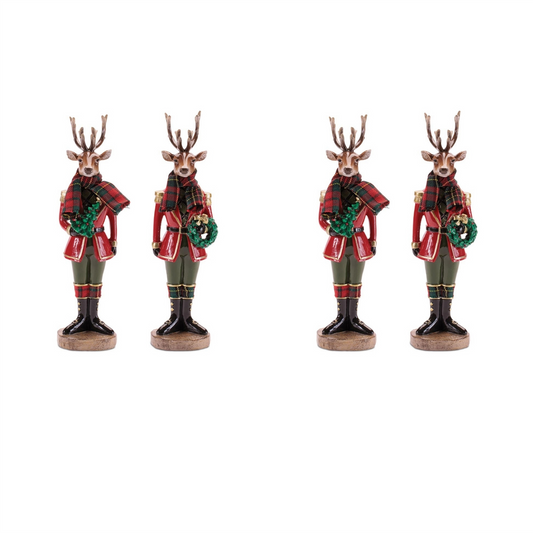 Deer Soldier (Set of 4) 10.75”H Resin/Fabric -Ship Only