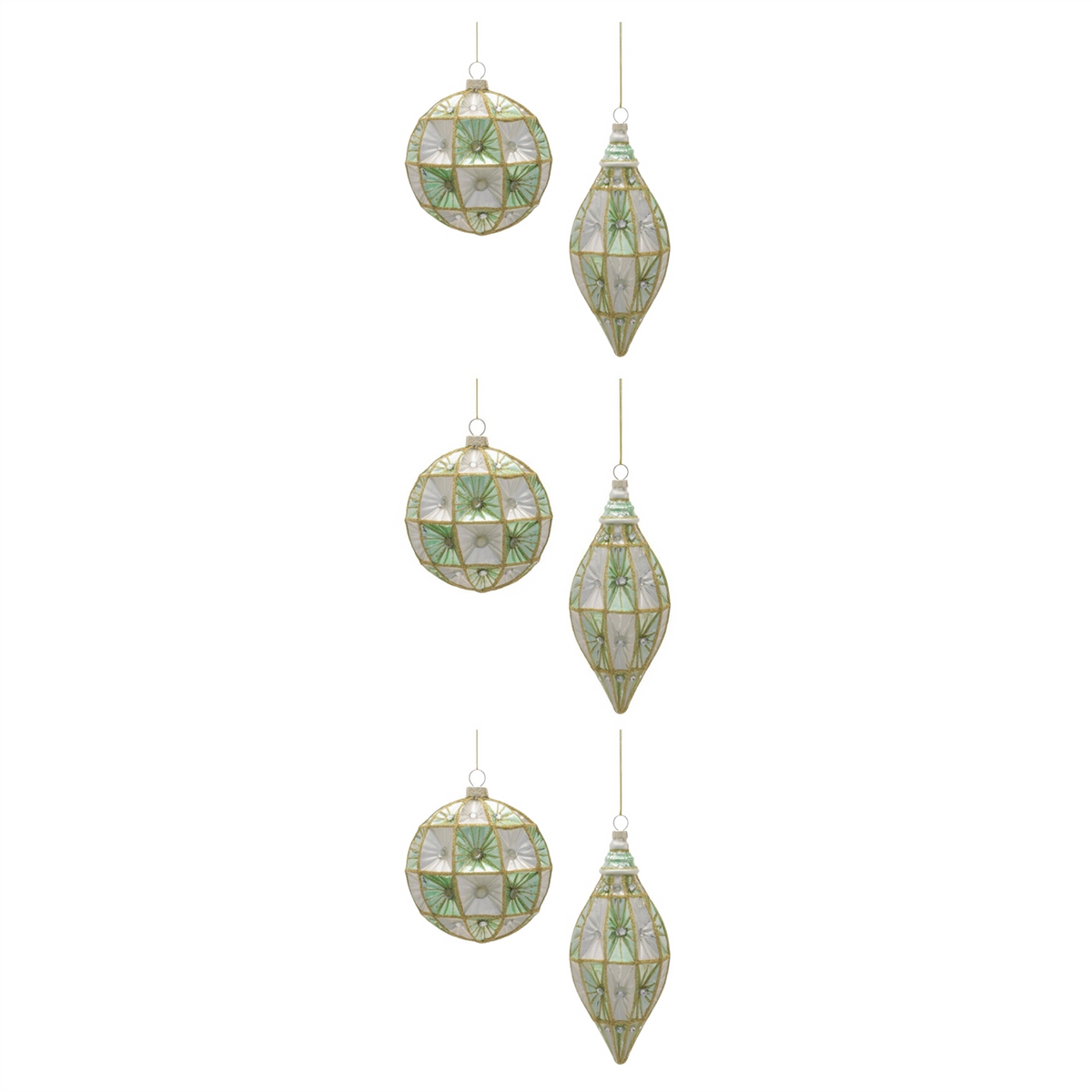 Ornament (Set of 6) 3.75"H, 6.5"H Glass