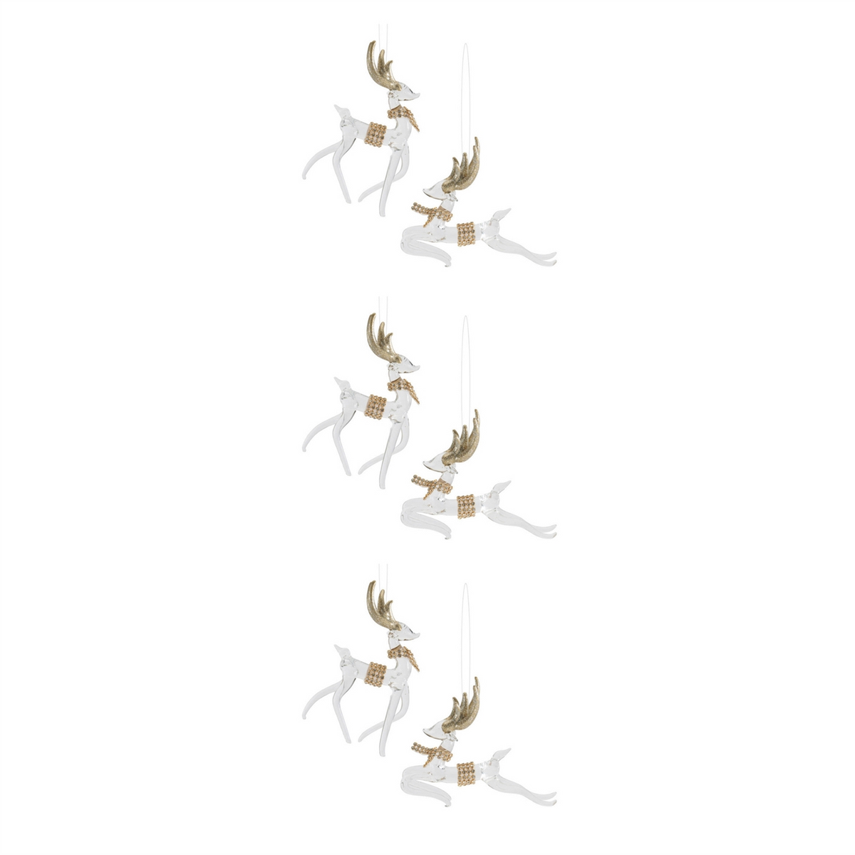Deer Ornament (Set of 6) 3"H, 4.25"H Glass