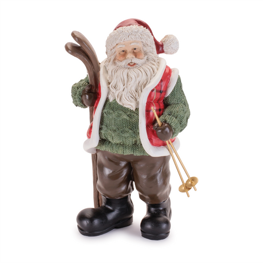 Santa w/Skis (Set of 2) 9.75”H Resin -Ship Only