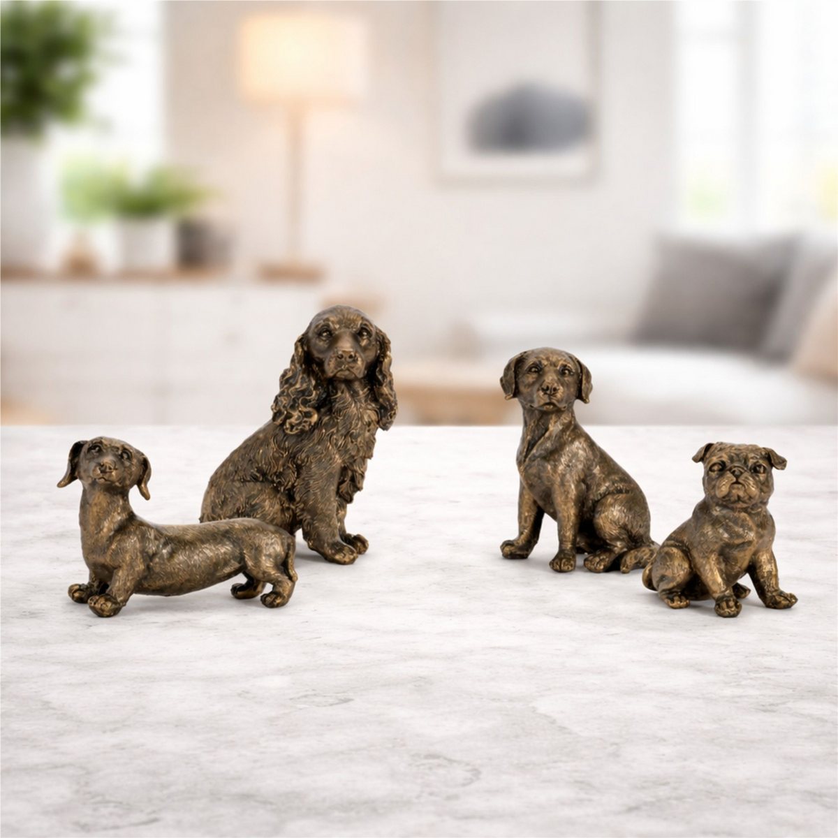 Dog (Set of 8) 3"H, 3.25"H, 3.5"H, 3.75"H Resin -Ship Only