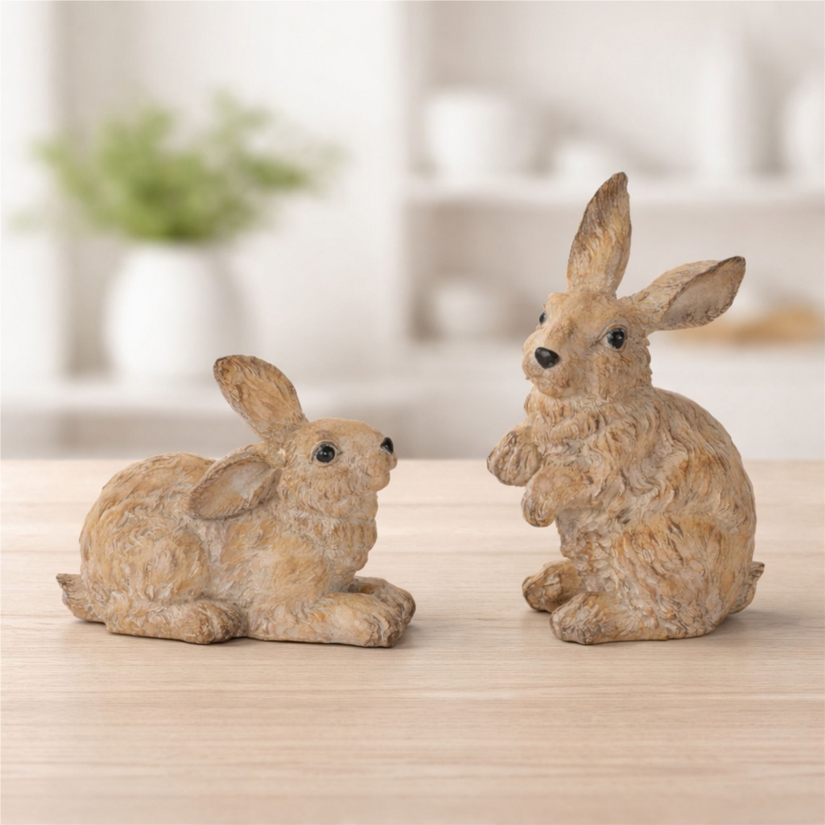 Rabbit (Set of 2) 6"H, 9.25"H Resin -Ship Only