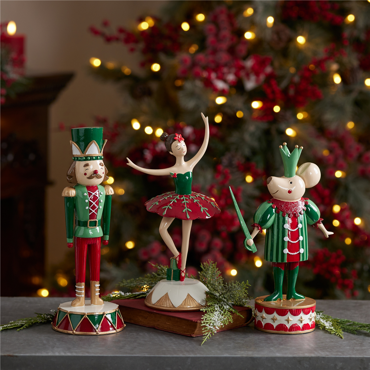 Soldier, Mouse, Ballerina (Set of 3) 11"H, 11.5"H, 12"H Resin