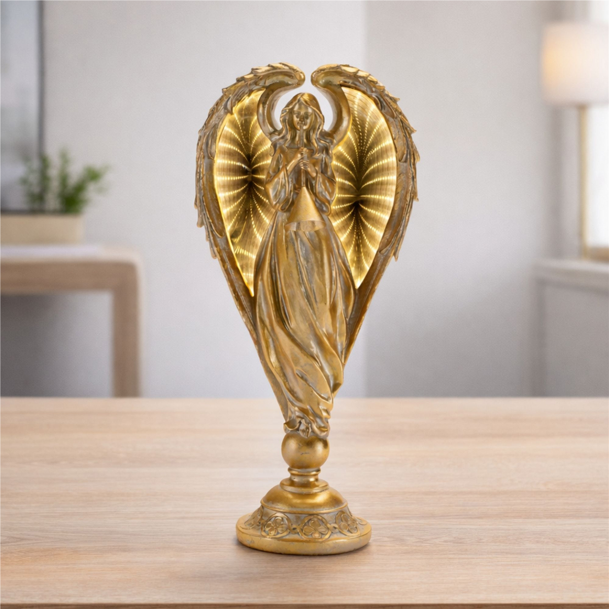 Angel w/Ekkolight Wings 16.5”H Resin/Acrylic USB Cord Included -Ship Only