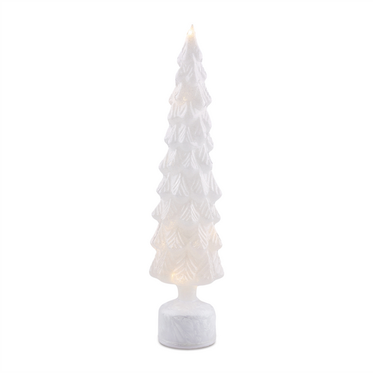 Rotating LED Tree (Set of 2) 16"H, 19"H Glass 6 Hr Timer 3 AA Batteries Not Included -Ship Only