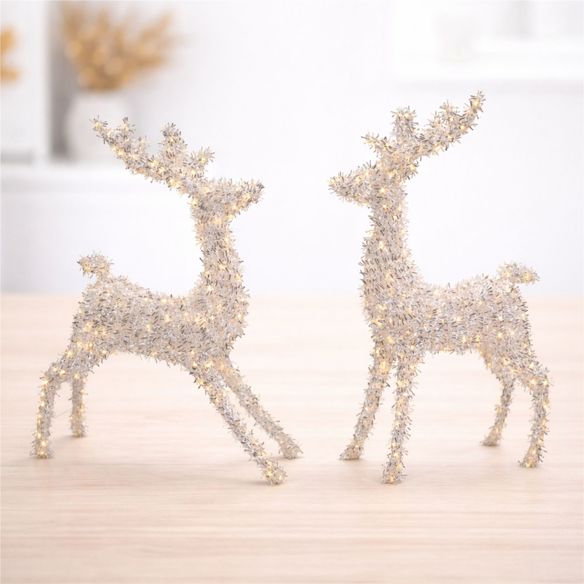 LED Deer (Set of 2) 50”H Tinsel/Wire UL Plug