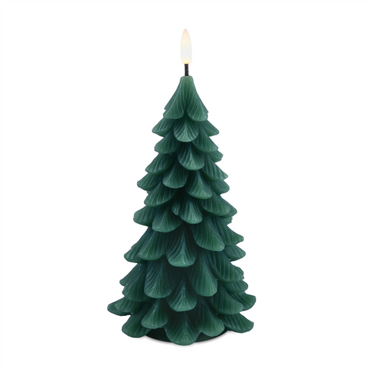 LED Tree Candle (Set of 2) 8"H, 9"H Wax/Plastic 2 AA Batteries Not Included -Ship Only