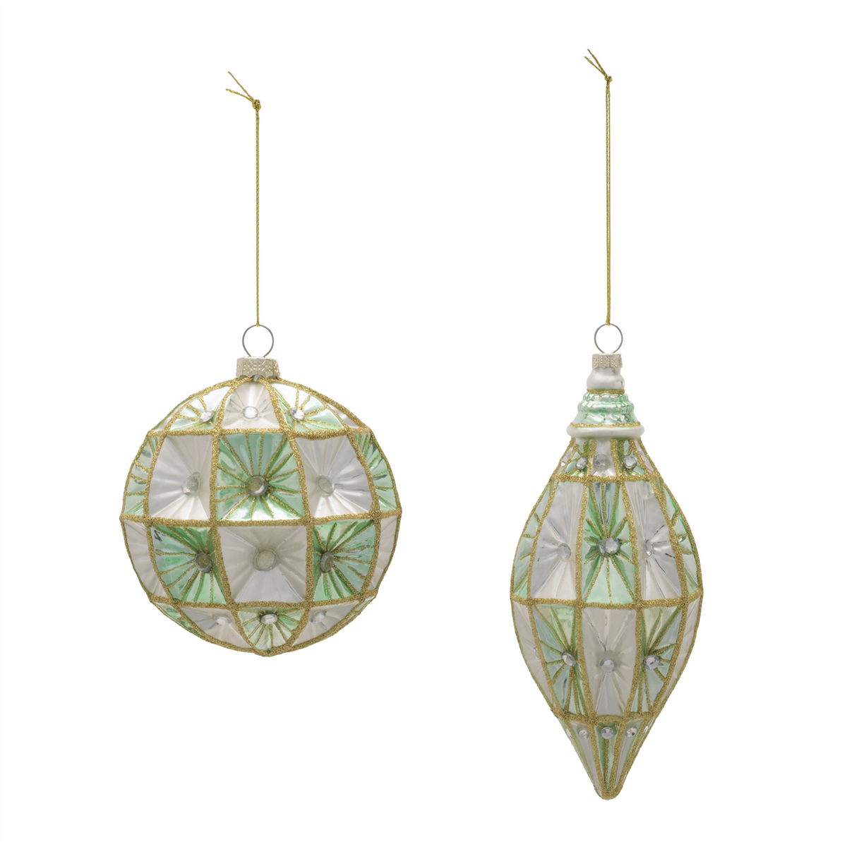 Ornament (Set of 6) 3.75"H, 6.5"H Glass