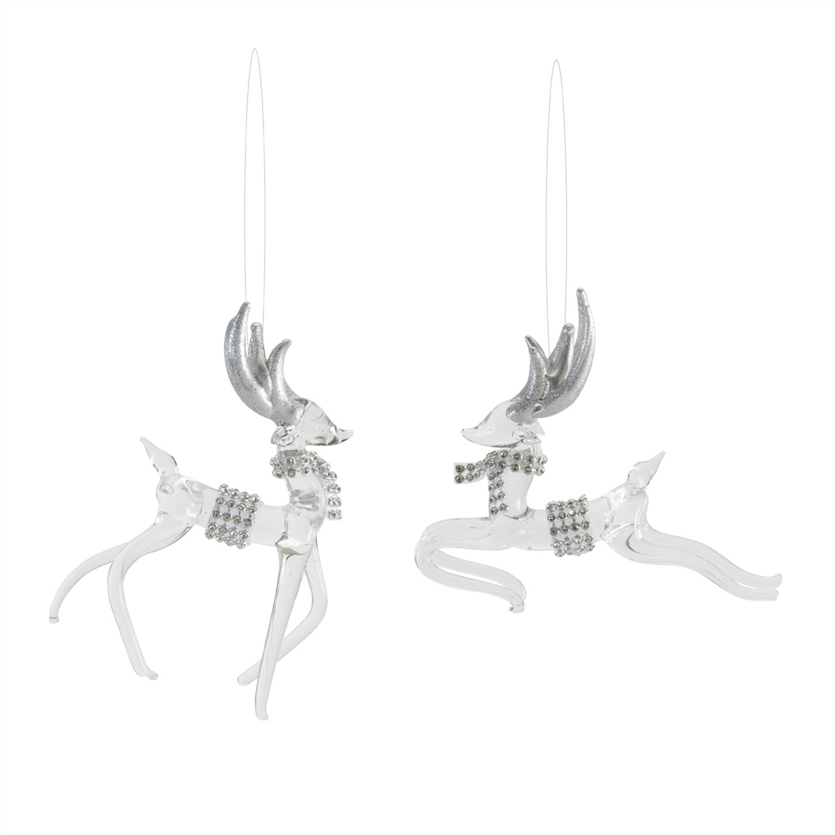 Deer Ornament (Set of 6) 3"H, 4.25"H Glass
