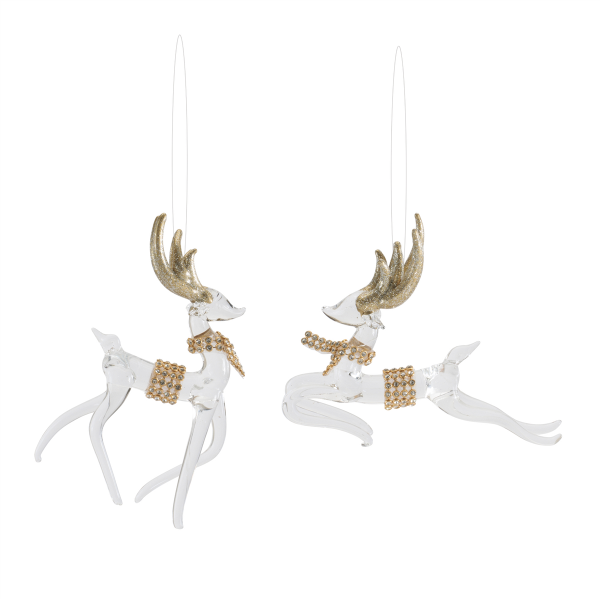Deer Ornament (Set of 6) 3"H, 4.25"H Glass