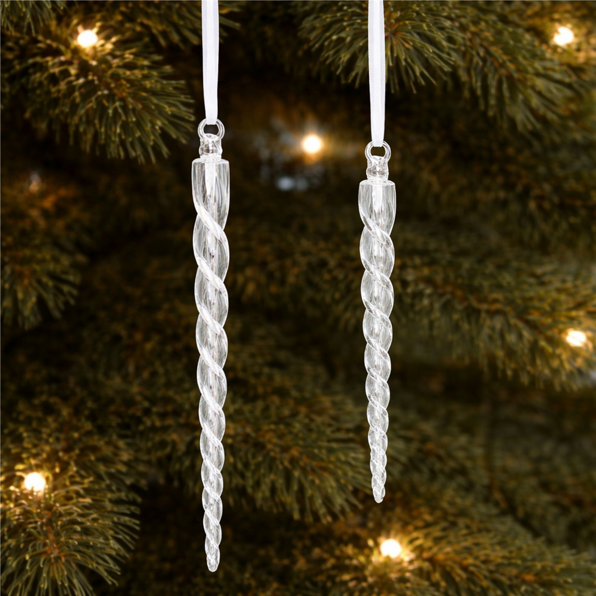 Icicle Ornament (Set of 6) 12.5"H, 16.5"H Glass -Ship Only
