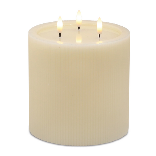 FIA Wick Candle 6"D x 6"H CREAM Wax/Plastic 3 C Batteries Not Included 4 & 8 Hr Timer -Ship Only