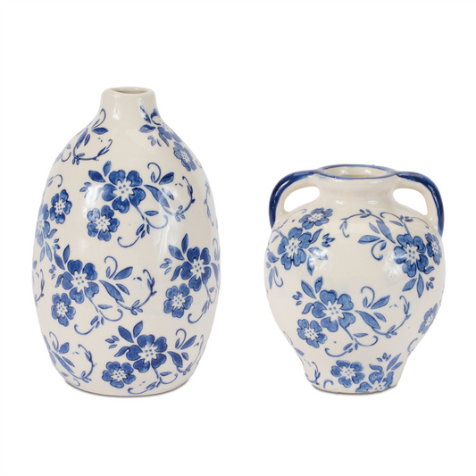 Vase (Set of 4) 4.5"H, 6.25"H Stoneware -Ship Only