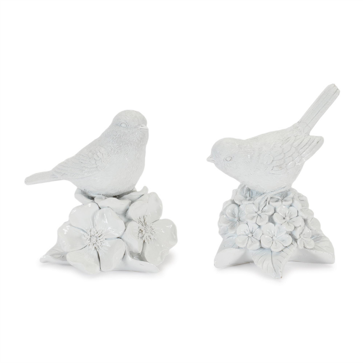 Bird on Floral (Set of 2) 5"H, 5.75"H Resin -Ship Only