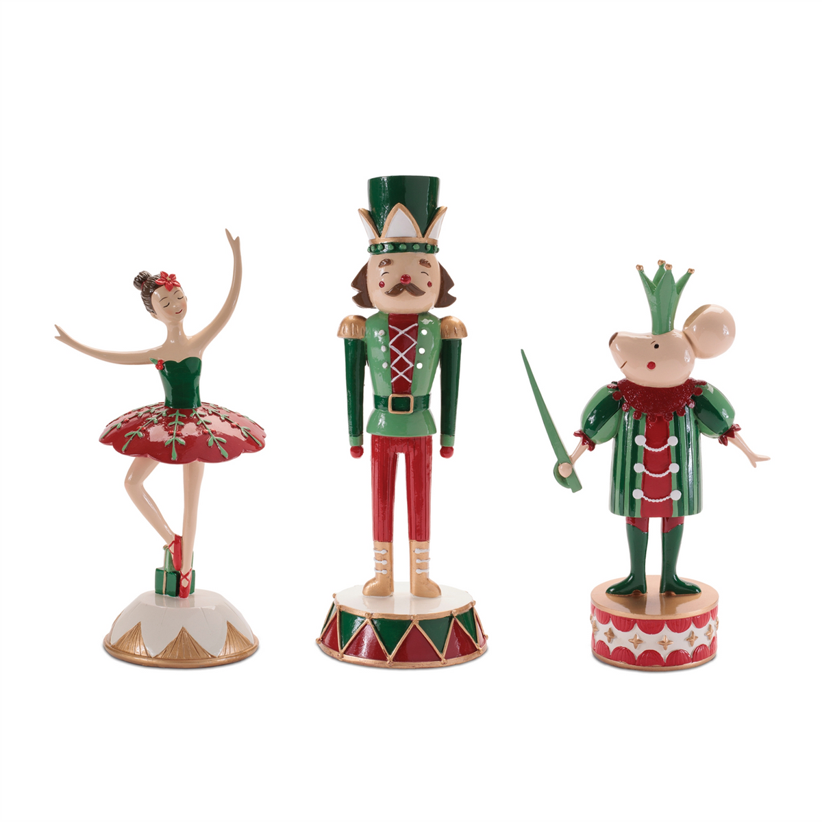Soldier, Mouse, Ballerina (Set of 3) 11"H, 11.5"H, 12"H Resin