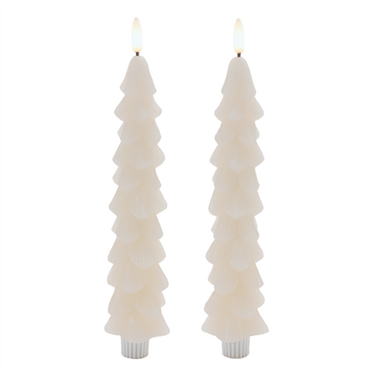 FIA Wick Tree Taper Candle (Set of 2) 9.5”H Wax/Plastic 4 & 8 Hr Timer 2 AAA Batteries Not Included -Ship Only