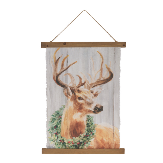 Deer Banner 14"L x 23.5"H Paper/Wood -Ship Only