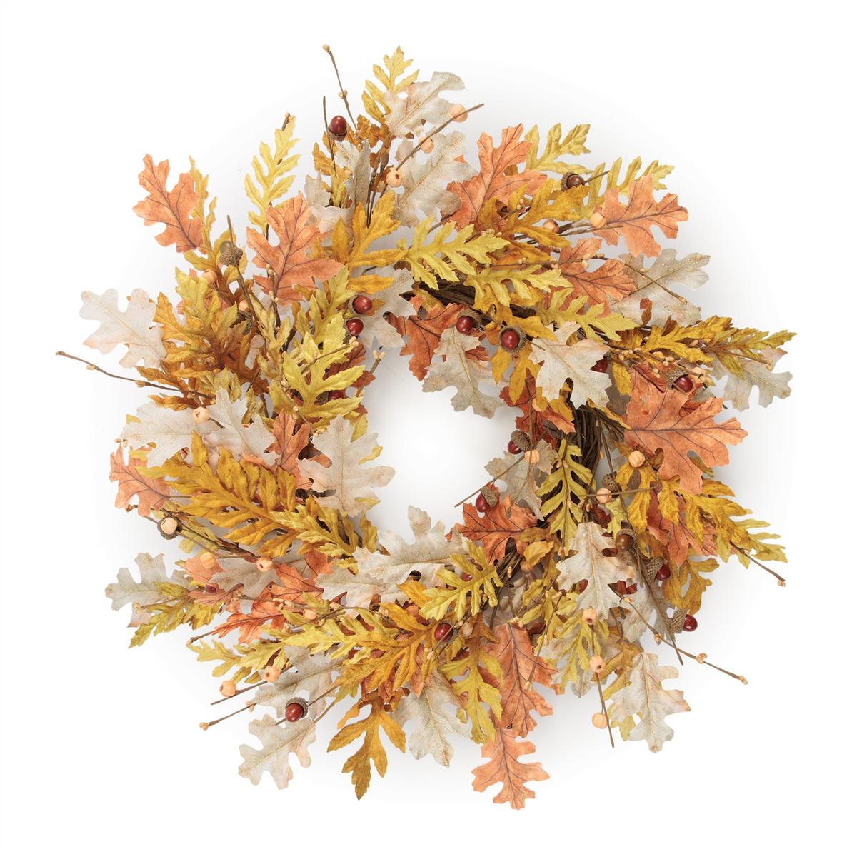Oak Leaf Wreath 24”D Polyester/Twig -Ship Only