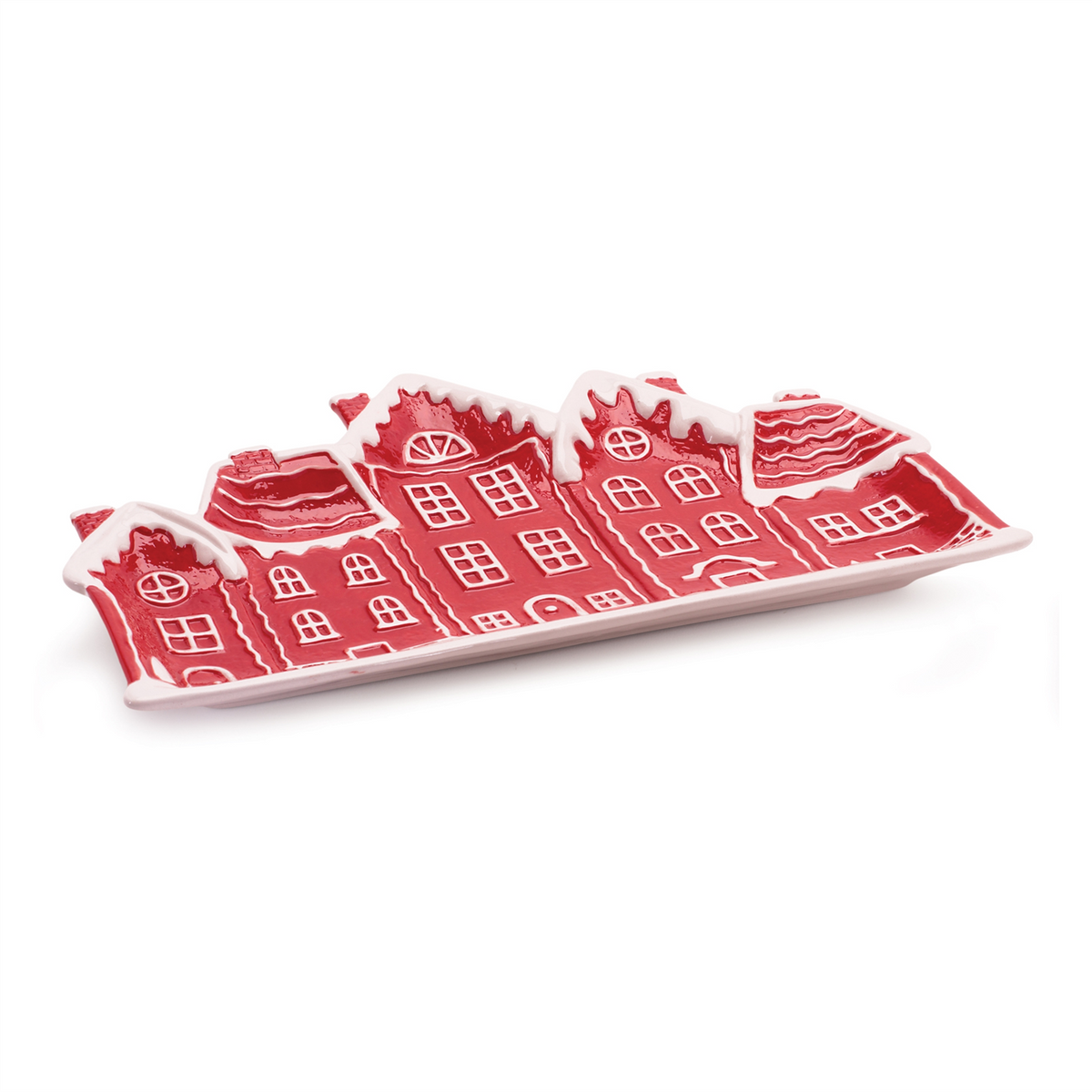 Street w/Houses Platter (Set of 4) 12.5"L x 7"W x 1"H Ceramic