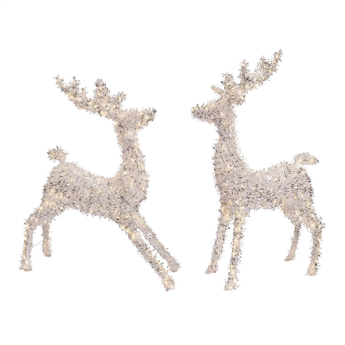 LED Deer (Set of 2) 50”H Tinsel/Wire UL Plug