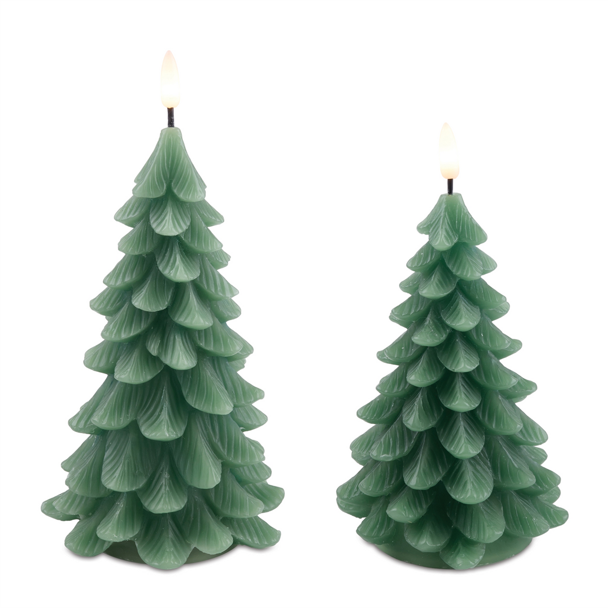 LED Tree Candle (Set of 2) 8"H, 9"H Wax/Plastic 2 AA Batteries Not Included -Ship Only