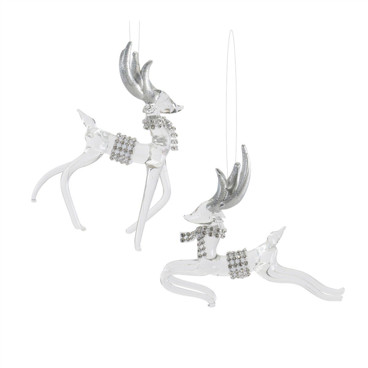 Deer Ornament (Set of 6) 3"H, 4.25"H Glass