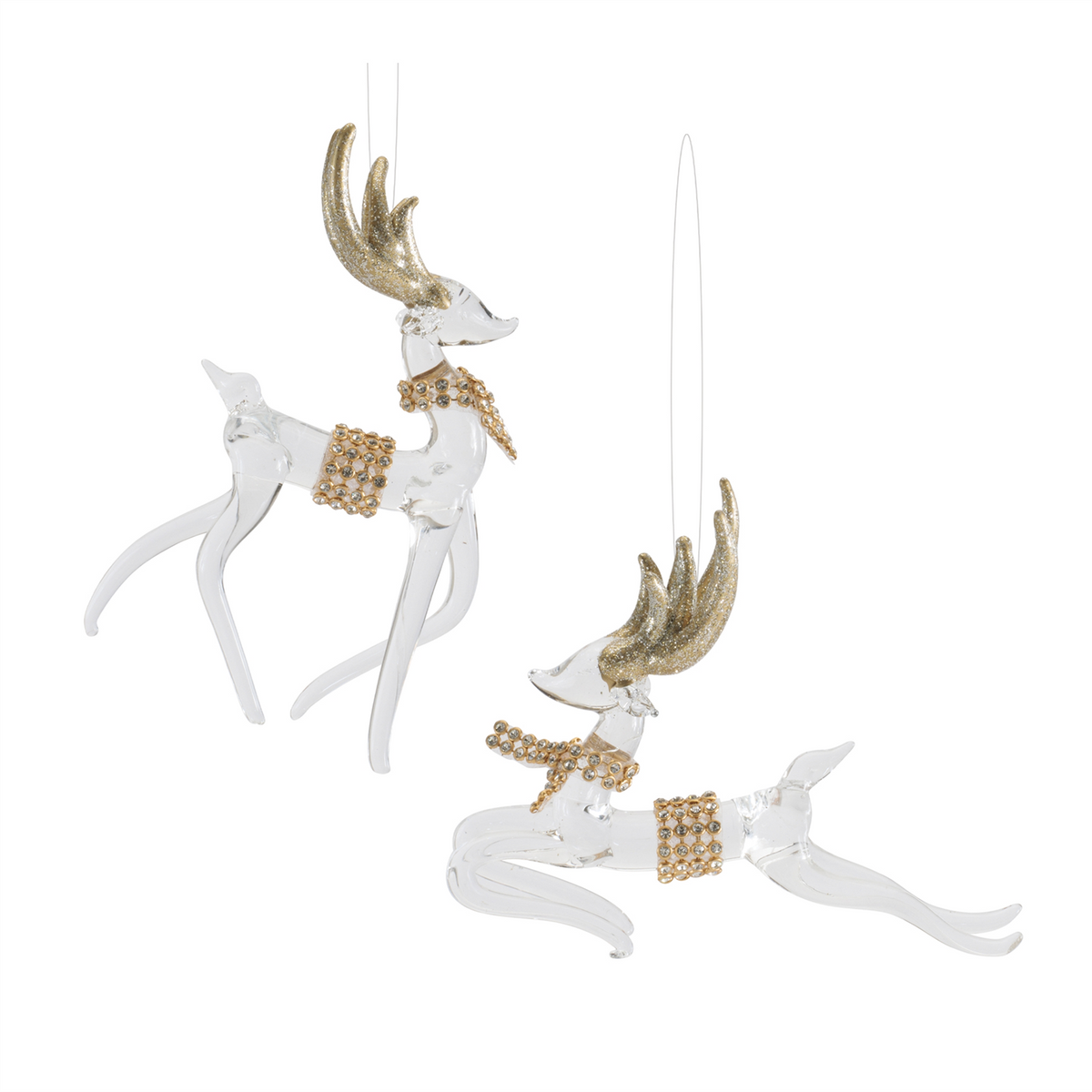 Deer Ornament (Set of 6) 3"H, 4.25"H Glass