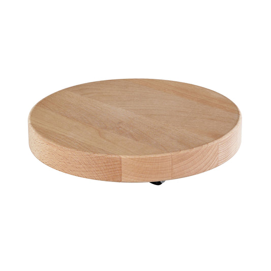 10" Natural Round Wooden Plant Caddy w/No-Show Casters -Ship Only