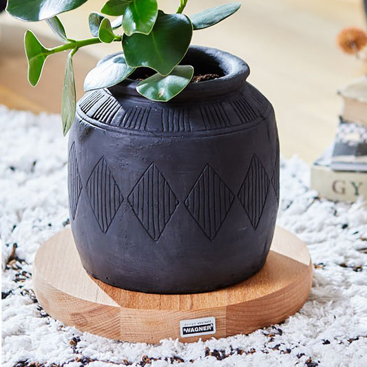 10" Natural Round Wooden Plant Caddy w/No-Show Casters -Ship Only