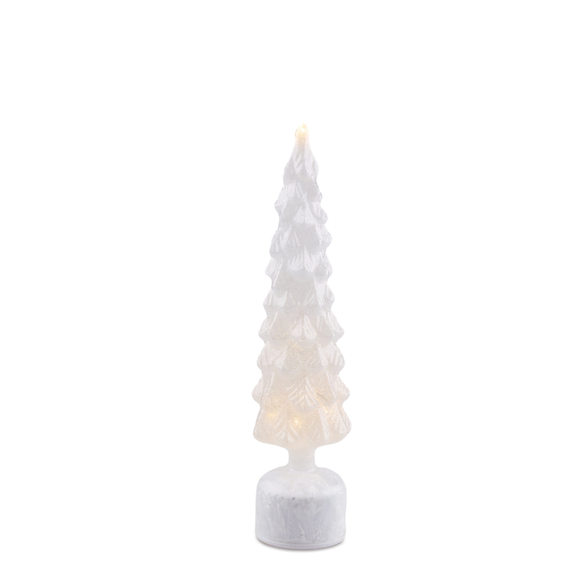 Rotating LED Tree (Set of 2) 16"H, 19"H Glass 6 Hr Timer 3 AA Batteries Not Included -Ship Only