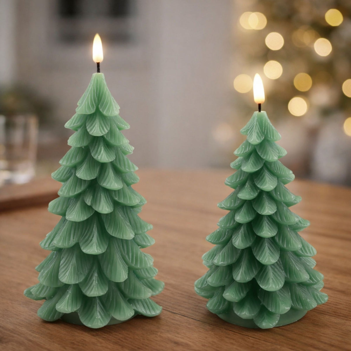 LED Tree Candle (Set of 2) 8"H, 9"H Wax/Plastic 2 AA Batteries Not Included -Ship Only